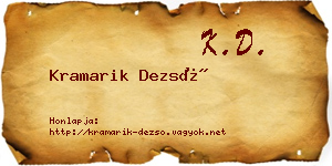 Kramarik Dezső névjegykártya